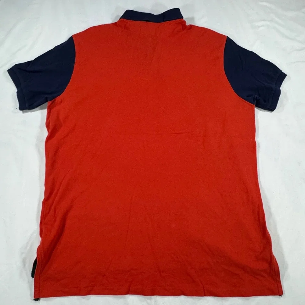Polo Ralph Lauren Men's XL Red Navy 1st Division RL Regiment Custom Fit Polo